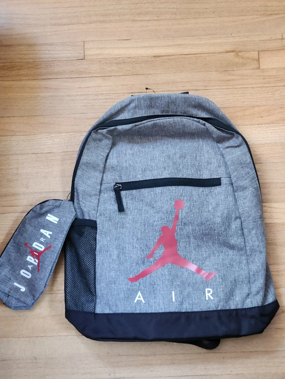 Air Jordan Backpack & Detachable Pencil Case Gray Black Set
